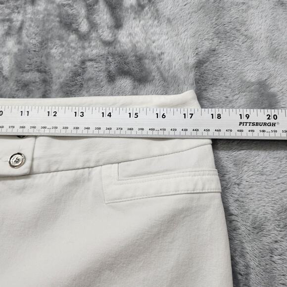 Alfani Pants Womens 14 White Stretch Cotton Mid Rise Capri Double Button Casual - Picture 7 of 11